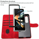 For Samsung Galaxy Z Fold4 5G Smooth Leather Phone Case - Line Pattern - Light Purple