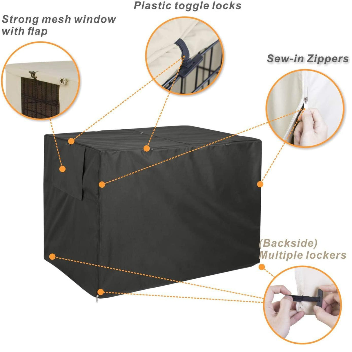 Outdoor Pet Cage Cover - Oxford Cloth Dustproof Rainproof Sunscreen - 124.5x79x84cm - Beige