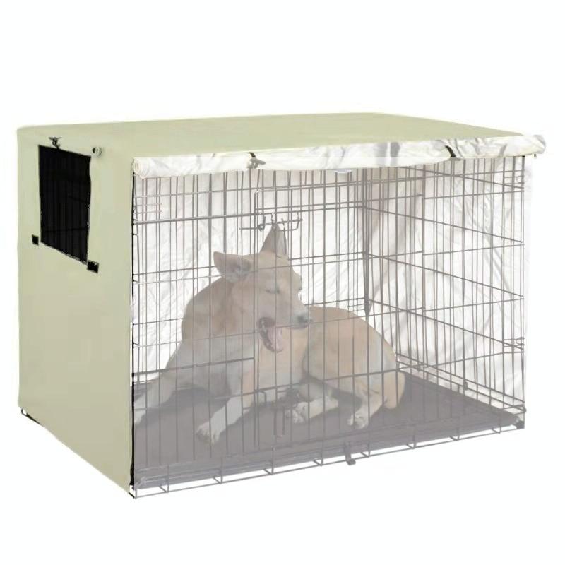 Outdoor Pet Cage Cover - Oxford Cloth Dustproof Rainproof Sunscreen - 124.5x79x84cm - Beige