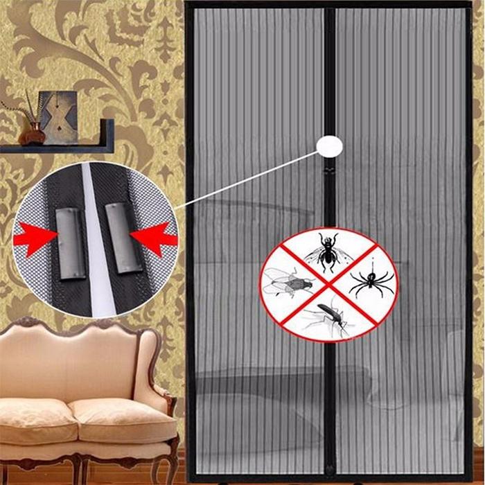 210x100cm Magnetic Mosquito-proof Screen Door Curtain - Magic Mesh - Coffee