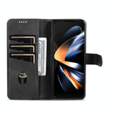 For Samsung Galaxy Z Fold4 5G Leather Phone Case - Smooth Calf Texture - Blue