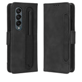 For Samsung Galaxy Z Fold4 5G Leather Phone Case With Card Slots And Calf Texture - Red