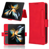 For Samsung Galaxy Z Fold4 5G Leather Phone Case With Card Slots And Calf Texture - Red