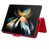 For Samsung Galaxy Z Fold4 5G Leather Phone Case With Card Slots And Calf Texture - Red - Extra Image