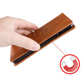 For Samsung Galaxy Z Fold4 5G Vintage Leather Phone Case With Magnetic Buckle - Blue