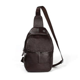 Men Litchi Texture Full Grain Cowhide Crossbody Bag - Coffee