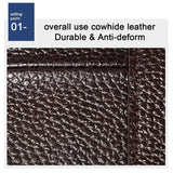 Men Litchi Texture Full Grain Cowhide Crossbody Bag - Coffee