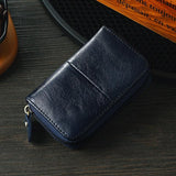 Leather Rfid Zipper Card Holder with Change Pocket - Coffee - Side View