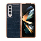 For Samsung Galaxy Z Fold4 5G Crocodile Leather Phone Case - Electroplated - Brown - Extra Image