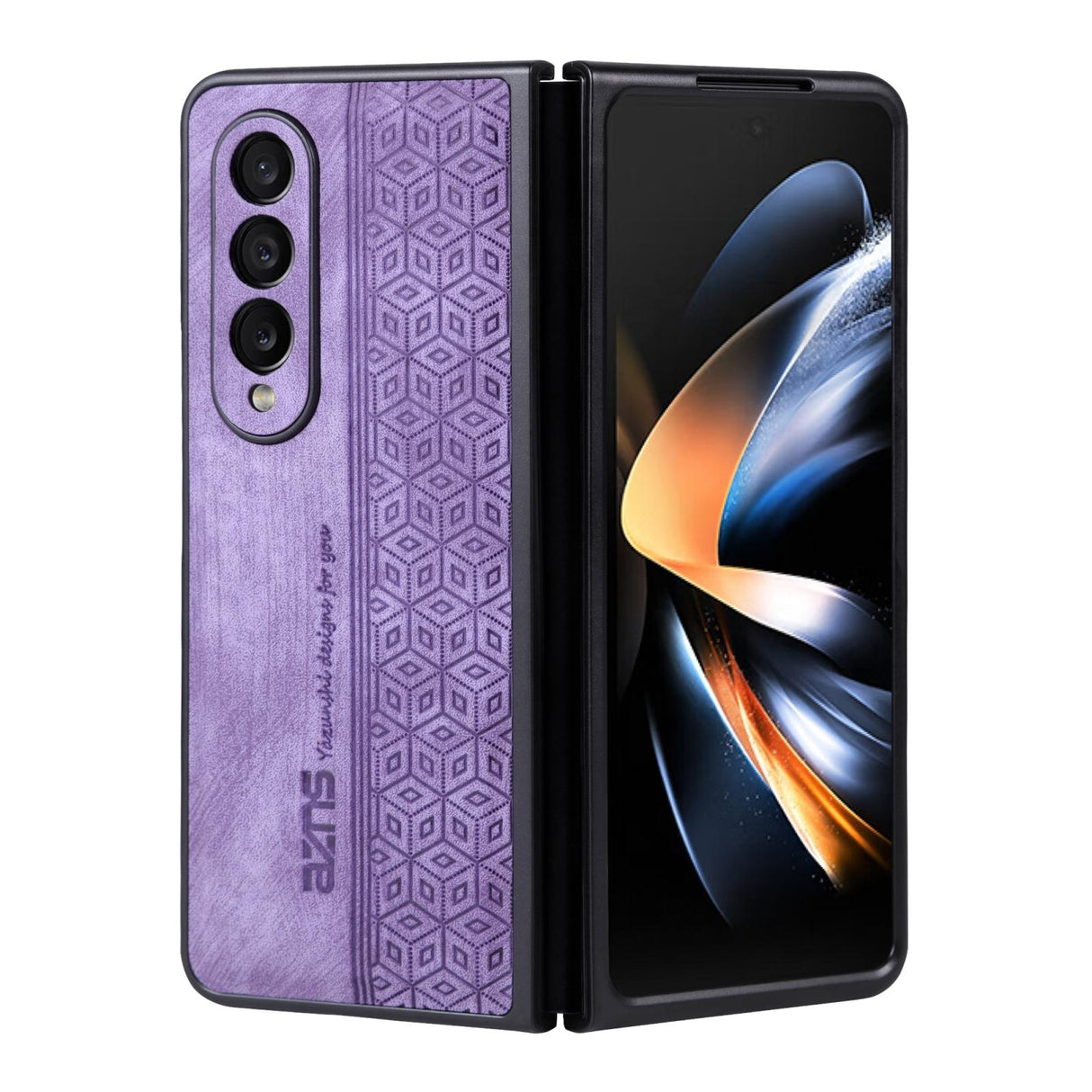 For Samsung Galaxy z Fold4 5G Embossed 3d Skin Texture Phone Case - Sleek Design - Sapphire Blue