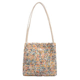 Black Woolen Knit Bucket Bag For Women - Yellow Onesize - Front View