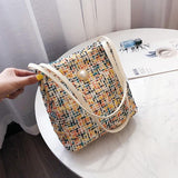 Black Woolen Knit Bucket Bag For Women - Yellow Onesize - Low Angle