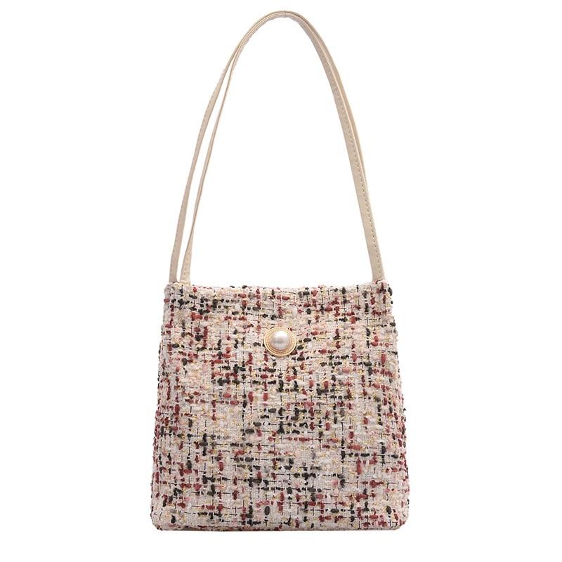 Black Woolen Knit Bucket Bag For Women - Yellow Onesize