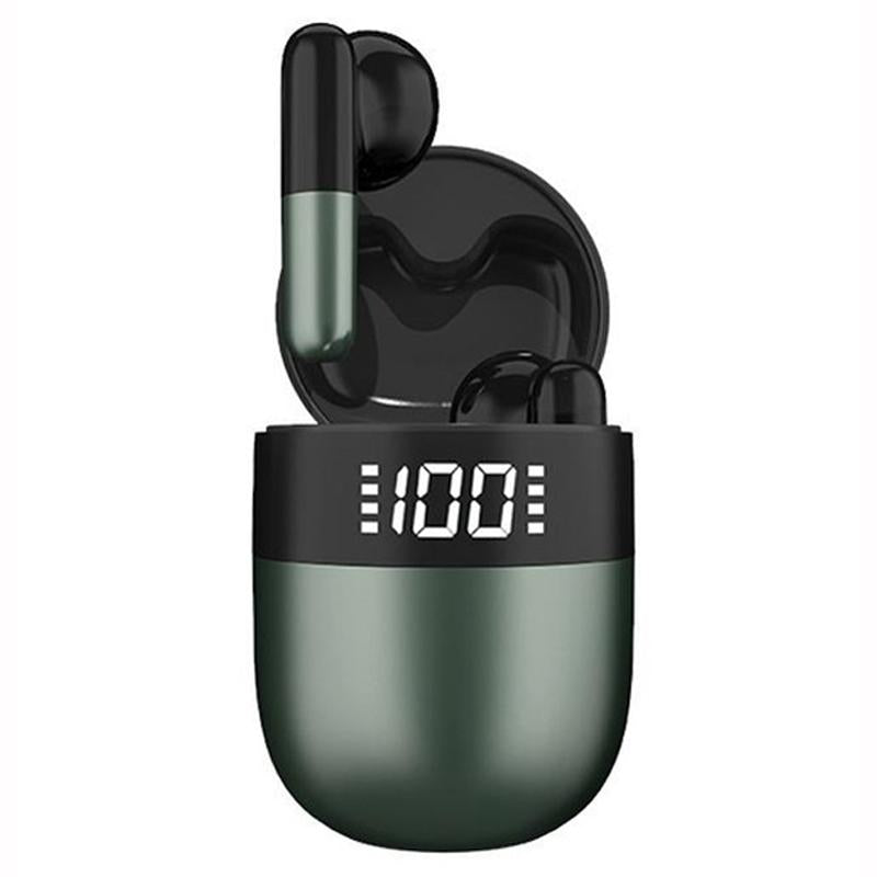 Wireless Bluetooth Earphones with Led Display and Hifi Sound for Sports - Green