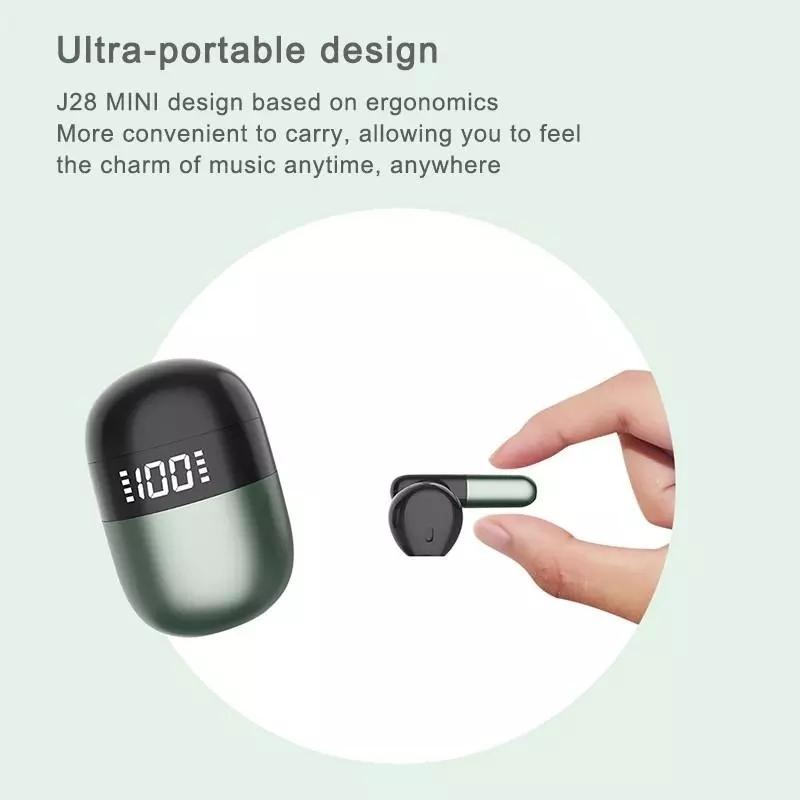 Wireless Bluetooth Earphones with Led Display and Hifi Sound for Sports - Green