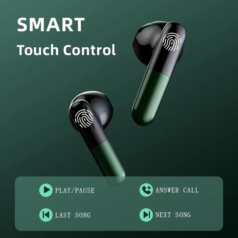 Wireless Bluetooth Earphones with Led Display and Hifi Sound for Sports - Green
