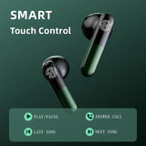 Wireless Bluetooth Earphones with Led Display and Hifi Sound for Sports - Green