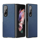 For Samsung Galaxy Z Fold4 5G Foldable Cross Pattern Phone Case - Foldable Design - Blue