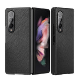 For Samsung Galaxy Z Fold4 5G Foldable Cross Pattern Phone Case - Foldable Design - Blue - Front View