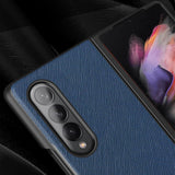 For Samsung Galaxy Z Fold4 5G Foldable Cross Pattern Phone Case - Foldable Design - Blue - Low Angle