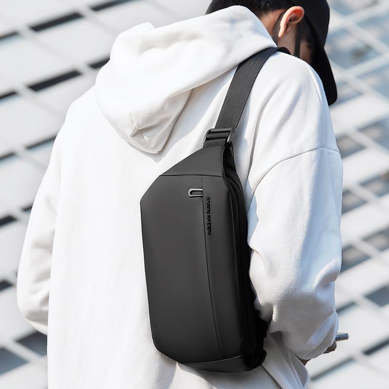 Men Casual Sports Chest Bag Lightweight Shoulder Bag - Elegant Black 5860