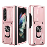 For Samsung Galaxy z Fold4 5G Protective Sliding Camshield Phone Case - Rose Gold - Front View