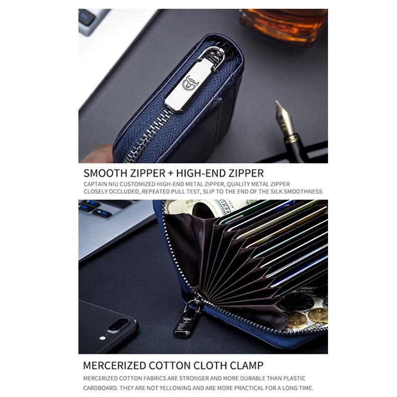 Men'S Leather Card Holder Casual Driver License Wallet - Light Blue