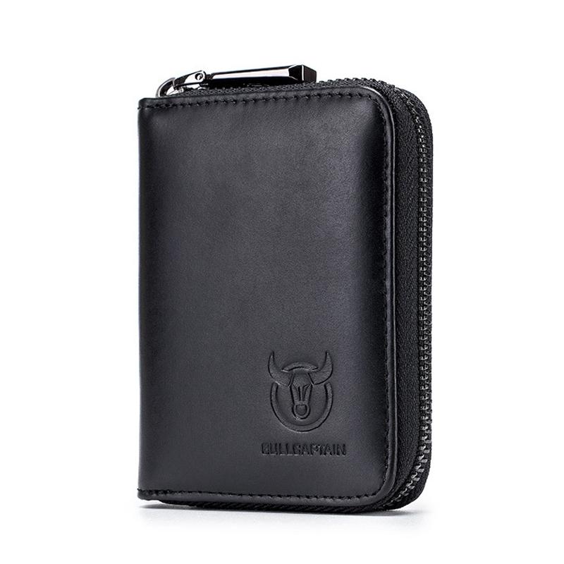 Men'S Leather Card Holder Casual Driver License Wallet - Light Blue