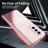 For Samsung Galaxy Z Fold4 5G Foldable Electroplated Phone Case - Mechanical Legend 4. - Champagne Gold - 45-Degree Angle
