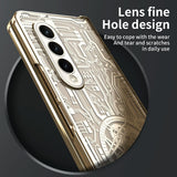 For Samsung Galaxy Z Fold4 5G Foldable Electroplated Phone Case - Mechanical Legend 4. - Champagne Gold