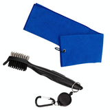 Club Cleaning Brush & Hook Towel Golf Set - Compact & Convenient - Black - Front View