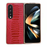 For Samsung Galaxy Z Fold4 5G Genuine Leather Nano Plating Phone Case - Green - Extra Image
