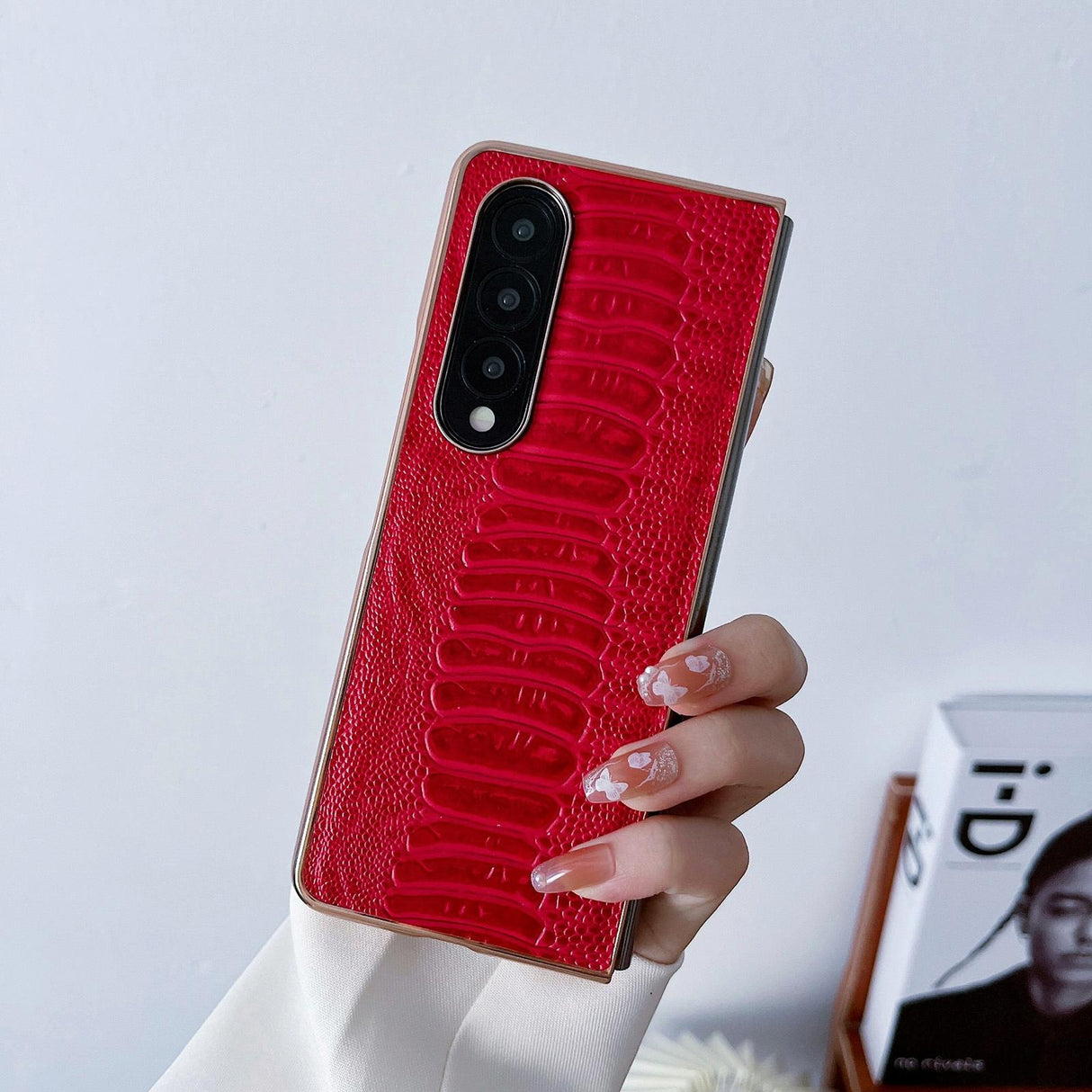 For Samsung Galaxy Z Fold4 5G Genuine Leather Nano Plating Phone Case - Green