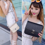 Black Chain Shoulder Bag For Women Small Square Design - Rear View