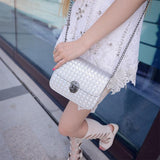 Black Chain Shoulder Bag For Women Small Square Design - Close-Up Angle