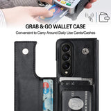 For Samsung Galaxy Z Fold4 5G Double Buckle Foldable Phone Case With Pen Slot - Rose Gold
