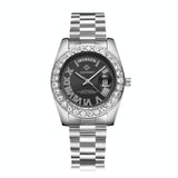 Men Quartz Watch With Diamond-Encrusted Roman Numeral Dial - Front View