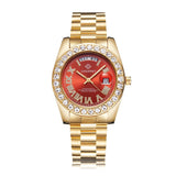 Men Quartz Watch With Diamond-Encrusted Roman Numeral Dial - Rear View