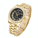 Men Quartz Watch With Diamond-Encrusted Roman Numeral Dial - Extra Image