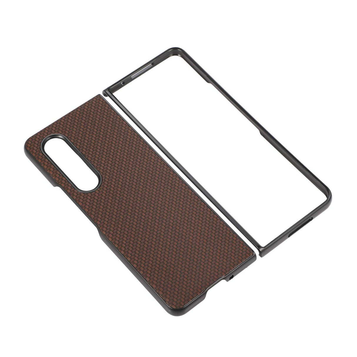 For Samsung Galaxy z Fold4 5G Carbon Fiber Texture Leather Phone Case - Pu Material - Brown