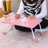 Portable Folding Desk with Fan & Lamp - Compact Design - White Maple