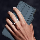 For Samsung Galaxy Z Fold4 5G Magnetic Phone Case With Pen Holder - Foldable - Wine Red - Rear View