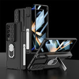 For Samsung Galaxy Z Fold4 5G Magnetic Phone Case With Pen Holder - Foldable - Wine Red