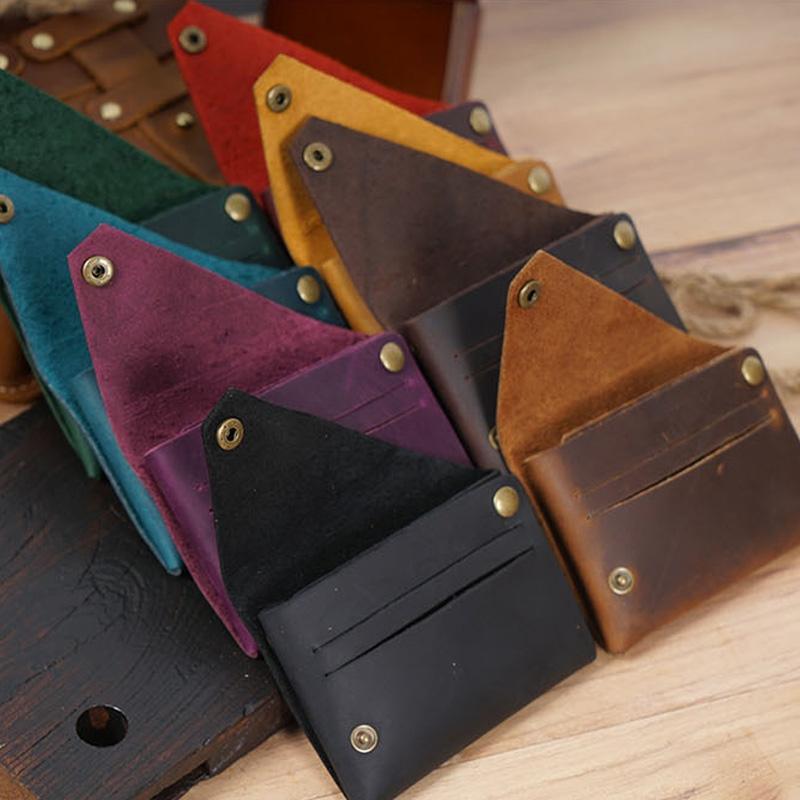Leather Card Holder For Bank Cards Black - Wine Red