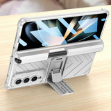For Samsung Galaxy Z Fold4 5G Magnetic Armor Case With Push Pen - Champagne Gold - Rear View