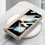 For Samsung Galaxy Z Fold4 5G Magnetic Armor Case With Push Pen - Champagne Gold - Close-Up Angle