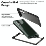 For Samsung Galaxy Z Fold4 5G Foldable Metal-Look Phone Case - Green - Close-Up Angle