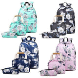 Small Fresh Printed Backpack Set - 3 Pieces for Students - Pink - Front View