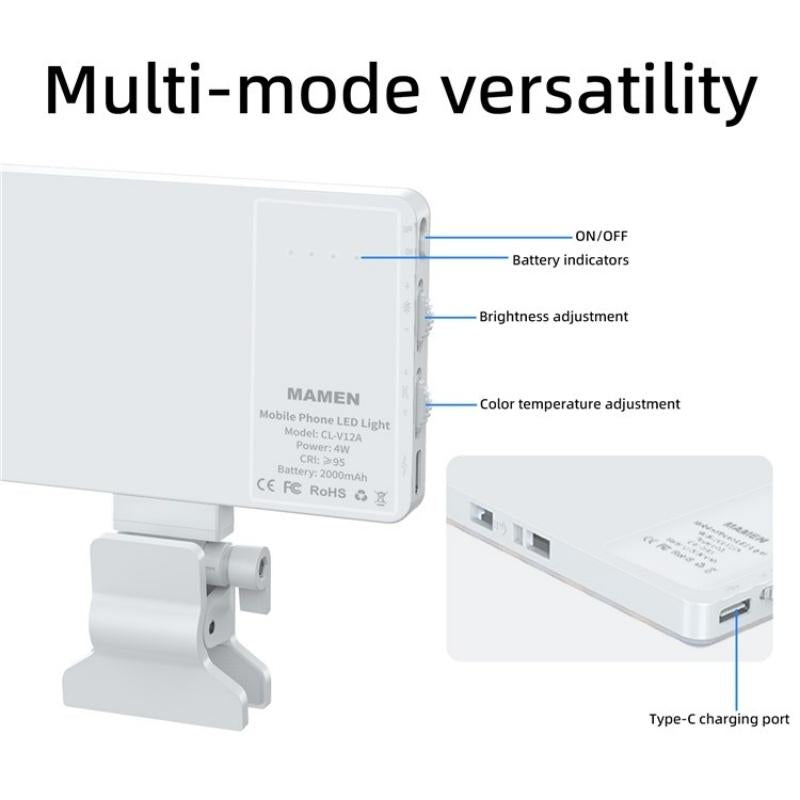 Portable Led Fill Light for Phone Laptop and Video Conferencing - White