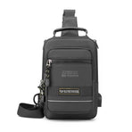 USB Chest Outdoor Shoulder Messenger Bag For Men With Charging Port - Dark Green